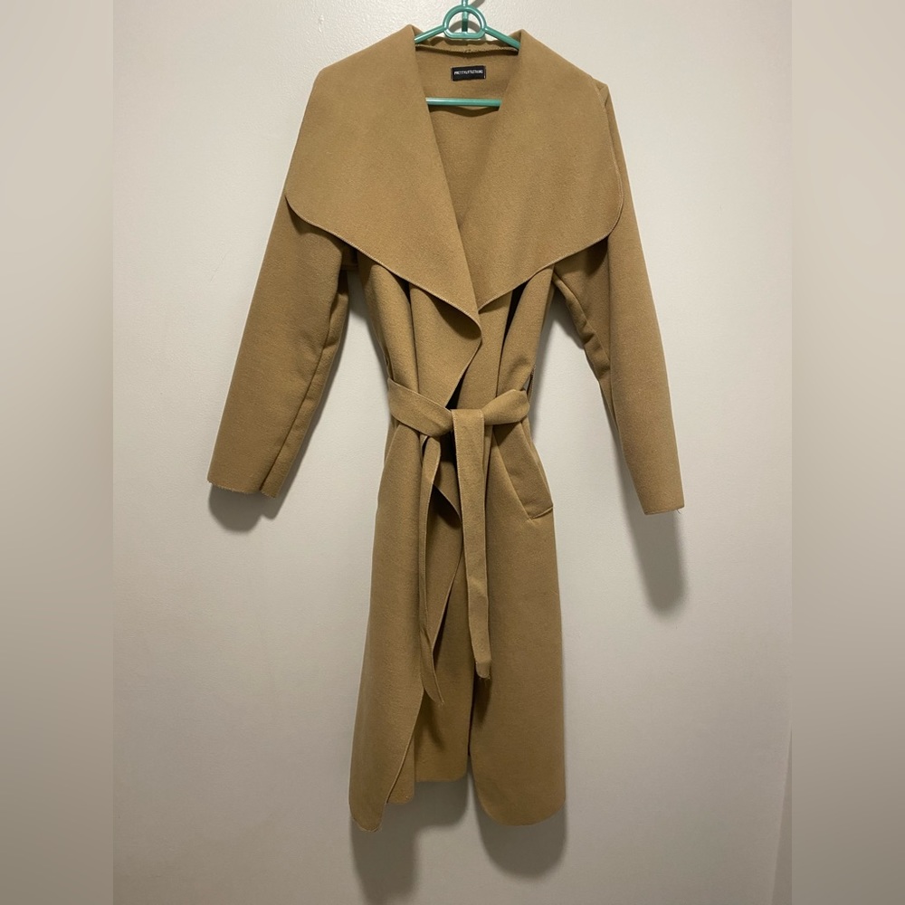PERFECT FOR SPRING PrettyLittleThing ‘Veronica’ Waterfall Coat, Camel, OS